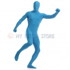 Full Body  Light blue Lycra Spandex Bodysuit Solid Color Zentai  suit Halloween Fancy Dress Costume 